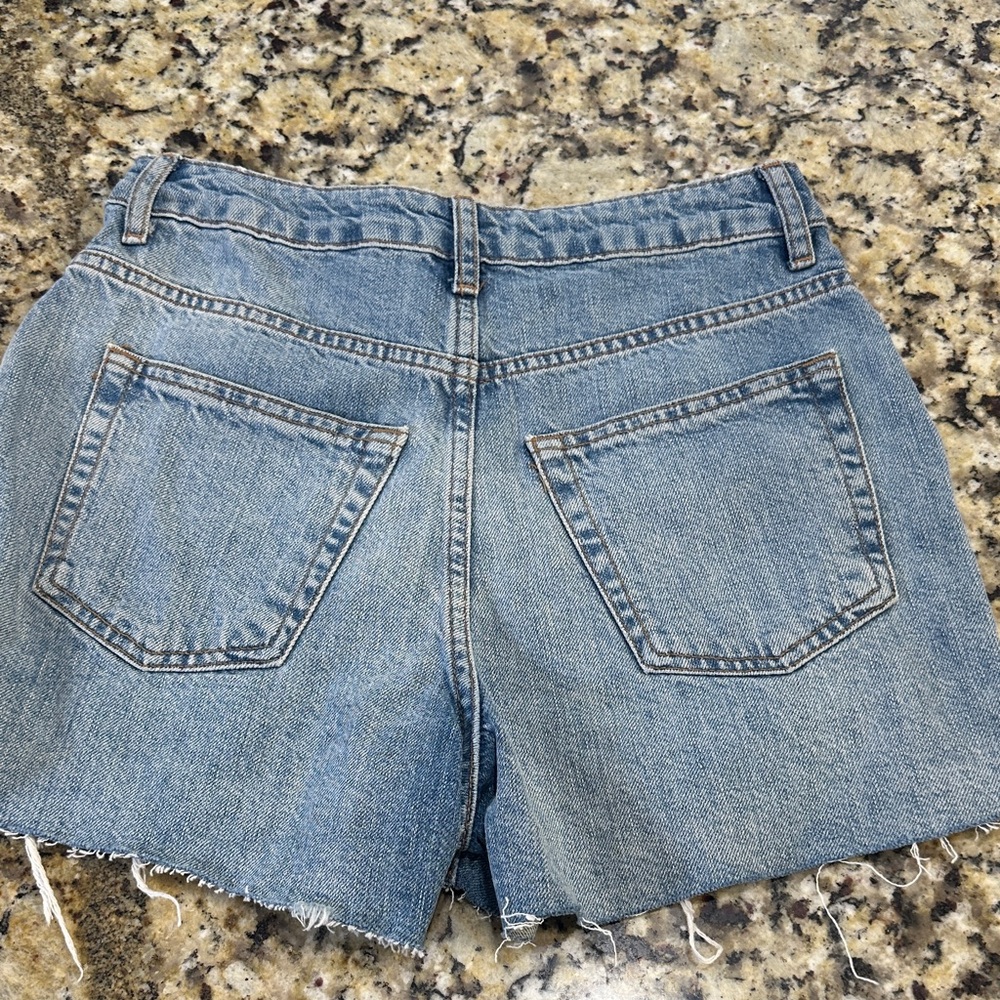 Topshop Light Blue Ripped Jean Shorts - Picture 3 of 3